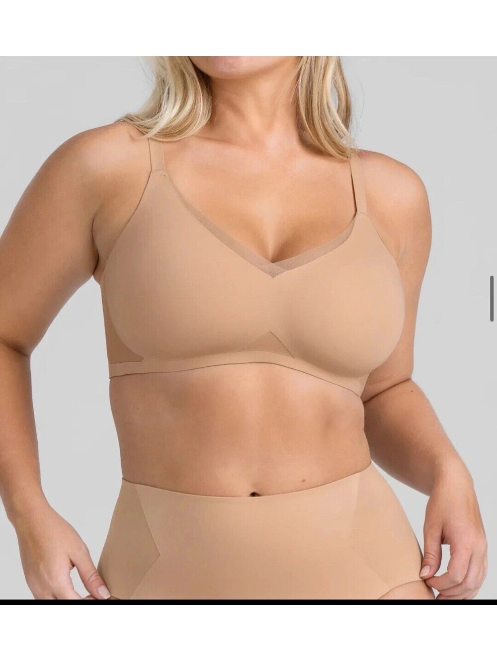 Honeylove Crossover Bra Nude Beige 2X Mesh Side Panels